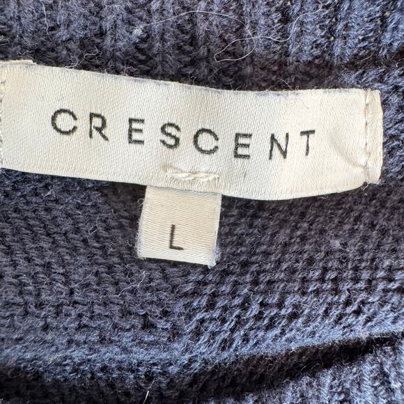 Crescent Navy Pointelle Knit Chevron Print Lightweight Short Sleeve Sweater Top - Picture 6 of 8